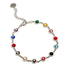 Load image into Gallery viewer, Gold chain bracelet with colorful gemstones.