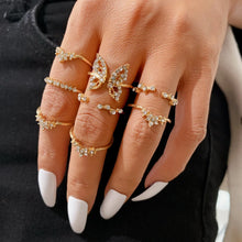 Load image into Gallery viewer, Butterfly Pearl Rings Set for Women
