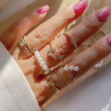 Load image into Gallery viewer, Butterfly Pearl Rings Set for Women