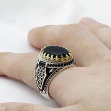 Load image into Gallery viewer, Handmade Turkish Ring For Men Vintage Double Swords Black Zircon Rings Punk 2025
