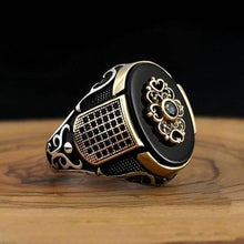 Load image into Gallery viewer, Handmade Turkish Ring For Men Vintage Double Swords Black Zircon Rings Punk 2025