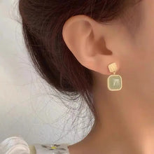 Load image into Gallery viewer, Jade Green Stone Square Drop Earrings For Women Jewelry
