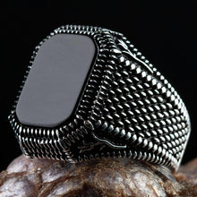 Load image into Gallery viewer, Handmade Turkish Ring For Men Vintage Double Swords Black Zircon Rings Punk 2025

