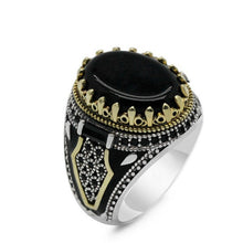 Load image into Gallery viewer, Handmade Turkish Ring For Men Vintage Double Swords Black Zircon Rings Punk 2025
