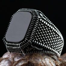 Load image into Gallery viewer, Handmade Turkish Ring For Men Vintage Double Swords Black Zircon Rings Punk 2025
