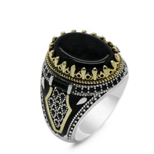 Load image into Gallery viewer, Handmade Turkish Ring For Men Vintage Double Swords Black Zircon Rings Punk 2025
