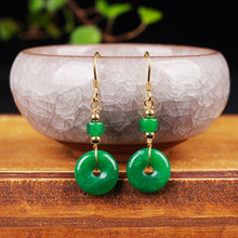 Load image into Gallery viewer, Green Jade Donut Earrings for Women
