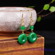 Load image into Gallery viewer, Green Jade Donut Earrings for Women
